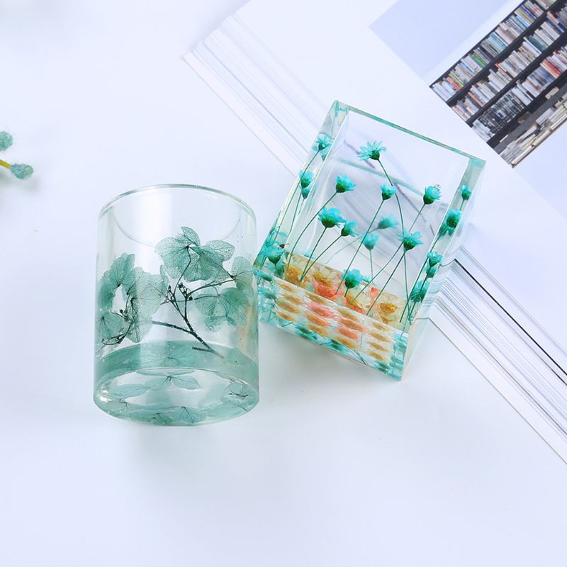 Silicone Khuôn Silicon Làm Giá Đỡ Bút Hình Tròn / Vuông Bằng Resin Epoxy Diy