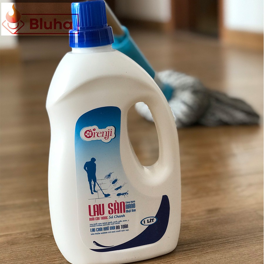 Nước lau sàn đuổi muỗi và côn trùng Orenji 1L hương sả chanh công nghệ NANO từ Nhật Bản, an toàn không độc hại