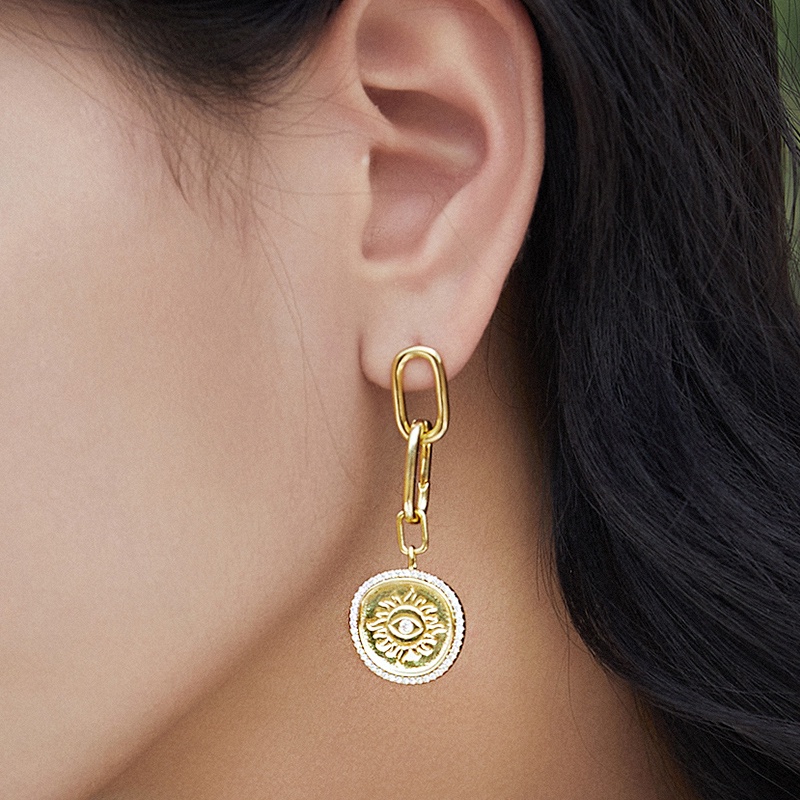 Khuyên tai BAMOER bằng bạc 925 thiết kế hình học tùy chọn kiểu dáng