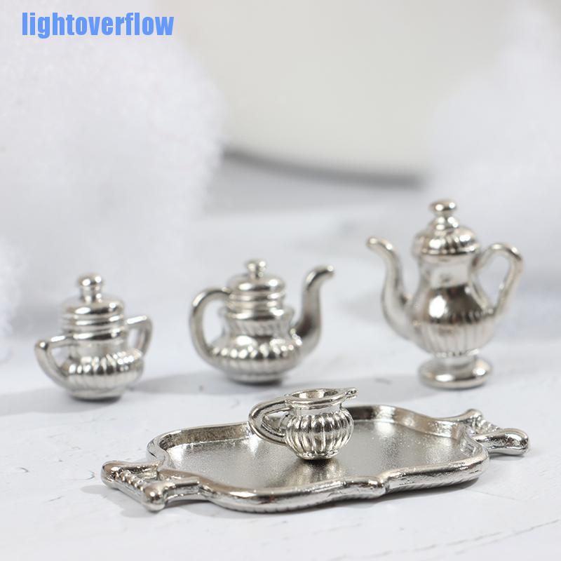 Set 5 Mô Hình Ấm Trà Mini Tỉ Lệ 1: 12 Trang Trí Nhà Búp Bê