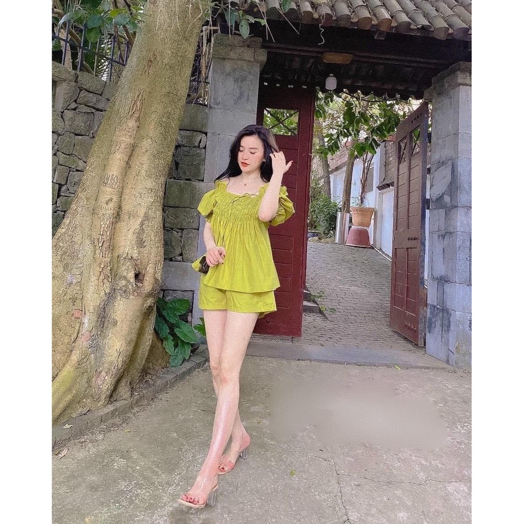 [Mã WASTCOOL giảm 15% tối đa 50K đơn 99K] BNU69 - SET ĐŨI XANH CHUỐI CHUN NGỰC TAY BỒNG NỮ | BigBuy360 - bigbuy360.vn