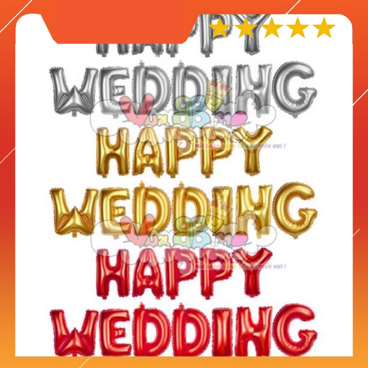 {sale] Bóng Chữ Happy Wedding Trang Trí Phình Cưới