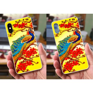 Ốp lưng iPhone XS Max (dẻo viền trắng trong) - Hình Chim Công, Cá Chép, Cò
