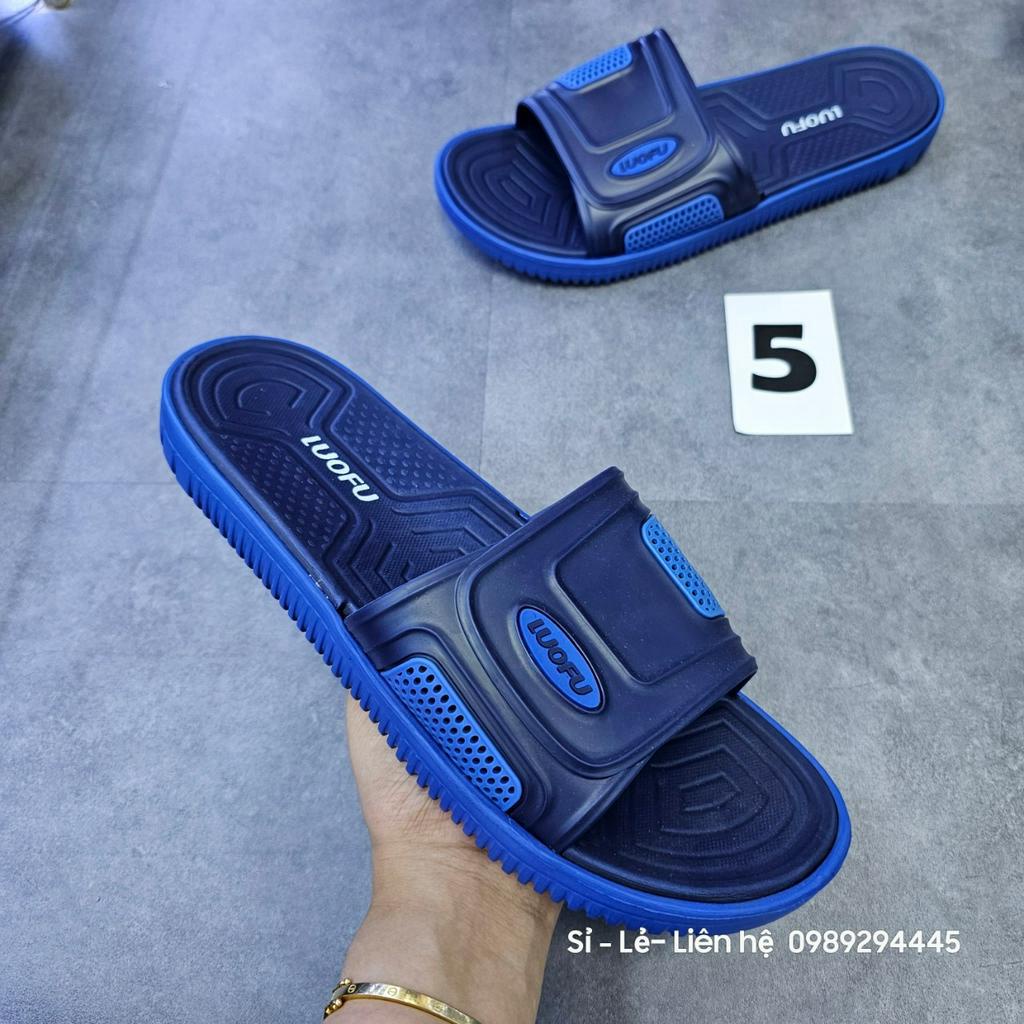 Dép lê nam siêu nhẹ cao cấp Luofu vân dằn di xám và xanh rêu đế eva, dép nam luofu