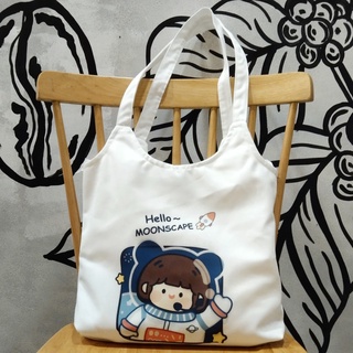Túi note hàn quốc, vải canvas 100% poli cao cấp, phong cách thời trang ulzzang, có khoá miệng xịn xò HELLO MOONSCAPE K14