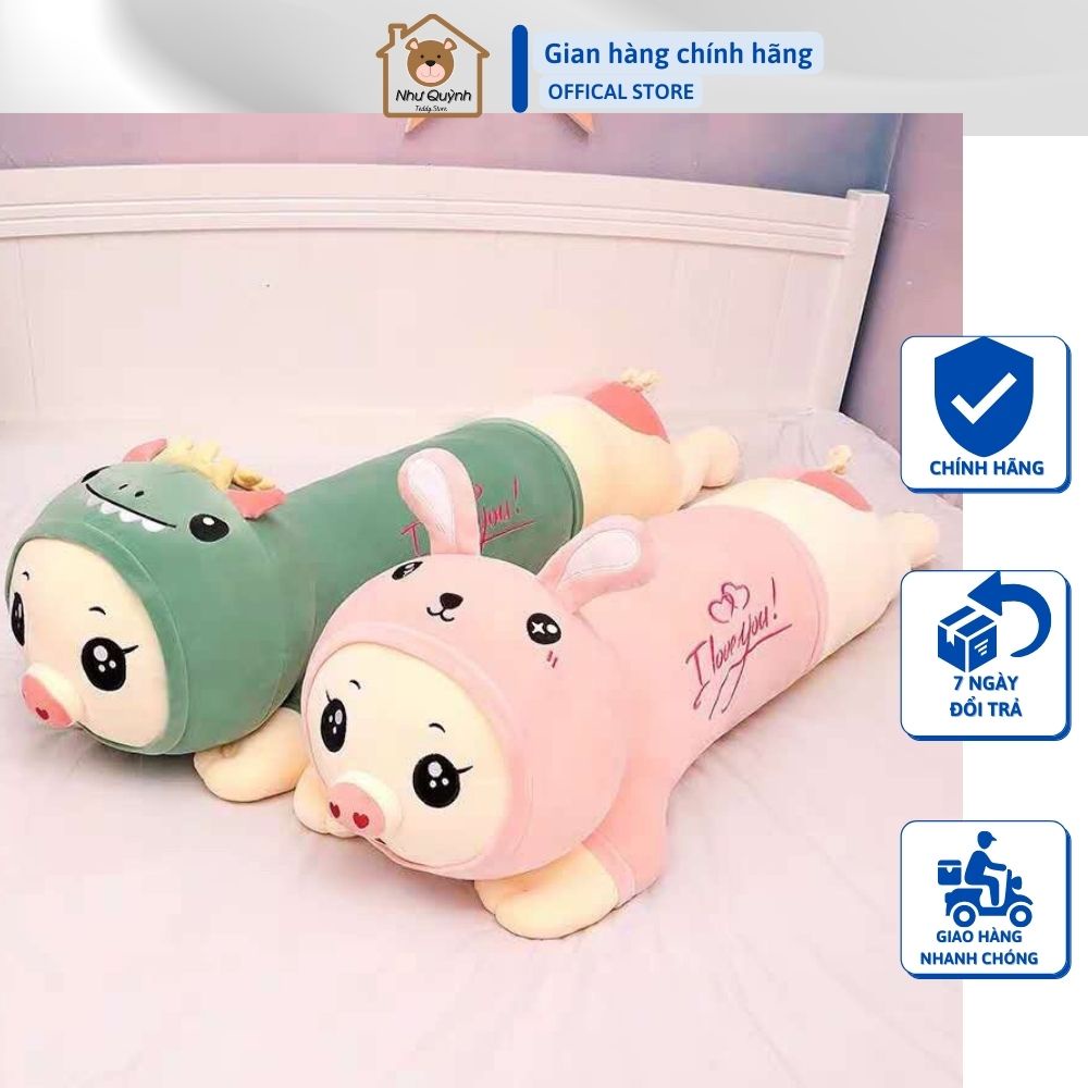 Gấu Bông Hình Thú, gối ôm hình thú nhồi bông cho bé - Lợn Biến Hình - Hàng nhập khẩu_Kích thước 70cm 90cm 110cm 130cm