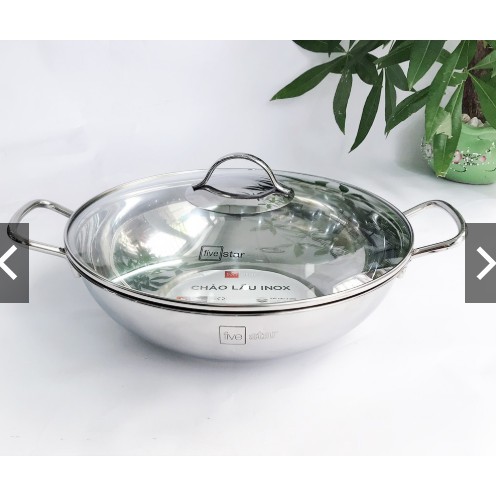 Chảo lẩu xào 3 đáy inox 430 Fivestar Standard nắp kính FSCL32001 (32cm) W32-3DG ( KHACH LƯU Ý NỒI 32 NÊN RẤT TO NHÉ)