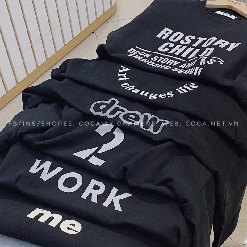 [P0179]⌛️ Áo thun cotton mặt lông dày in chữ WORK form rộng bảng 8 màu vintage (Có sẵn/ảnh thật)