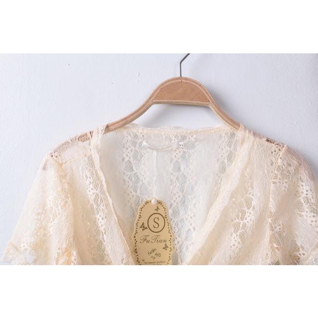 Áo Khoác Cardigan Ngắn Tay Phối Lưới Thời Trang Mùa Hè 2021 Dễ Phối Đồ Cho Nữ