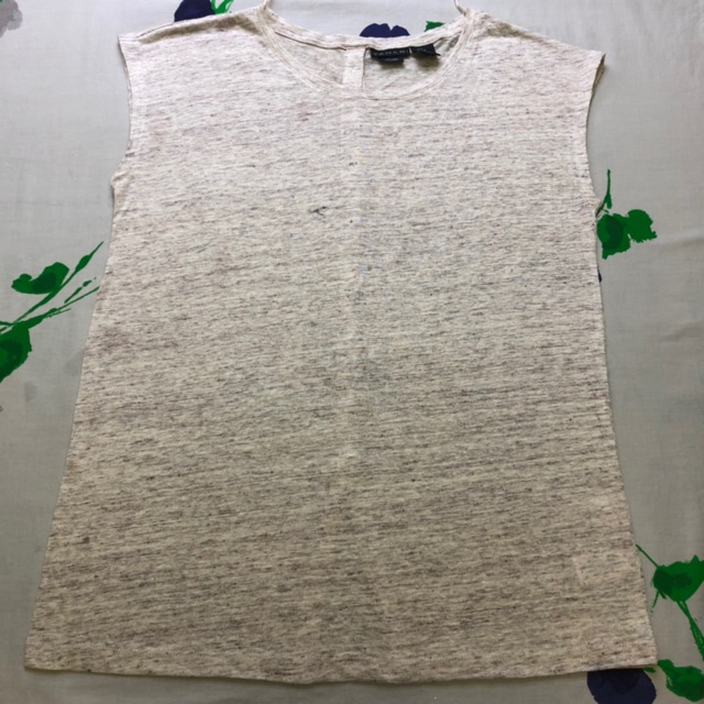 Áo Kiểu Vai Liền Thun Linen Cynthia Rowley Trắng / Vàng / Xanh Ngọc / Xanh Rêu Cổ Tròn Cài Nút Sau Lưng