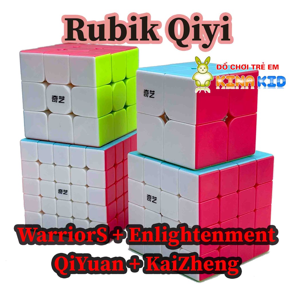 Rubik 3x3 QiYi Warrior S,2x2 Enlighten,4x4 QiYuan,5x5 KaiZheng,Magic Cube Rubic Stickerless, Trơn Mượt, Bẻ Góc Cực Tốt