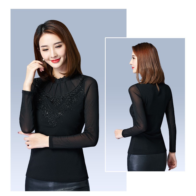 Áo kiểu nữ thêu ren hàng Quảng Châu-MS06