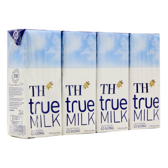 (Lốc 4 hộp lẻ) Combo 4 hộp Sữa TH True Milk Hộp 180ml