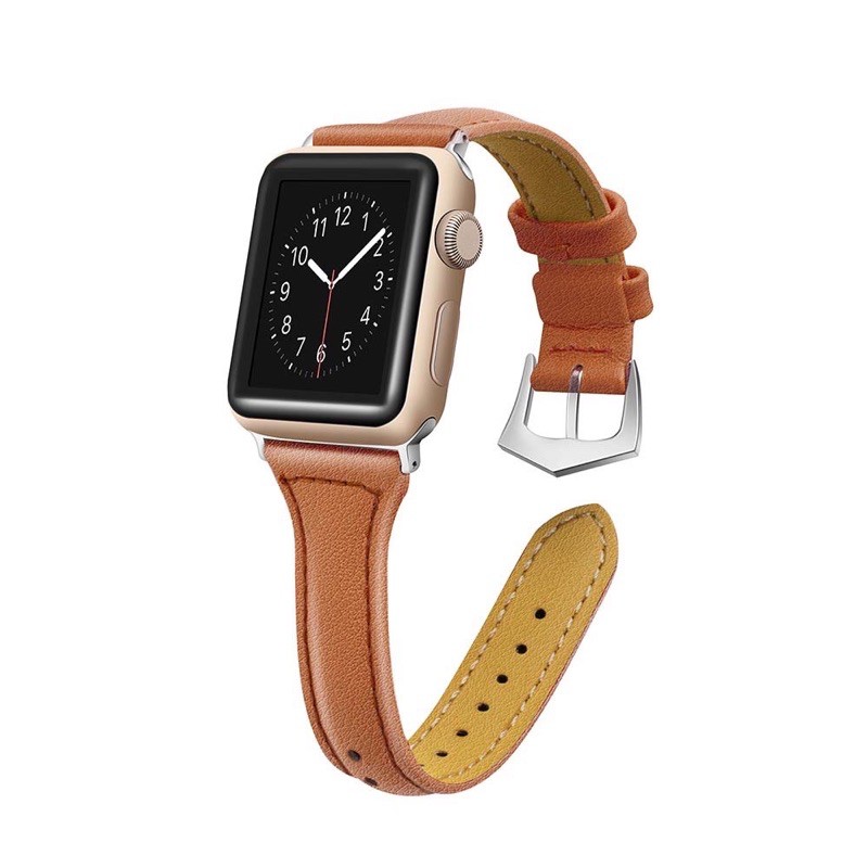 Dây da Apple Watch bản nhỏ dày, khoá inox series 1 2 3 4 5 size 38/40mm 42/44mm siêu nữ tính