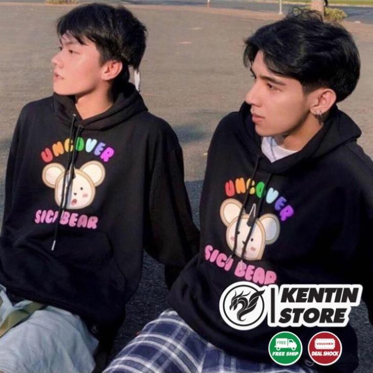 Áo Hoodie Không Xù lông Dành Cho Nam Nữ Có Mũ Chất Nỉ Form rộng Unisex Sici Bear tại KENTIN