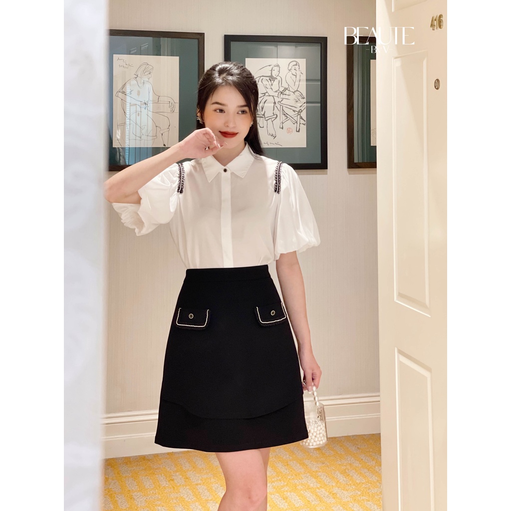 BEAUTEBYV - Áo sơ mi nữ tay bồng phối ren vai Pandora