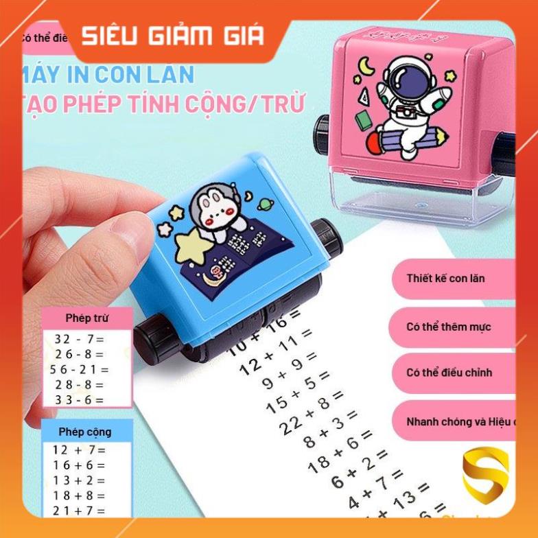 Máy in con lăn tạo phép tính cộng trừ,máy tạo phép tính đơn giản ra bài tập cho bé học toán