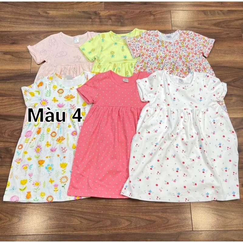 Váy bé gái cotton size đại tay ngắn hàng xuất dư chất đẹp mát