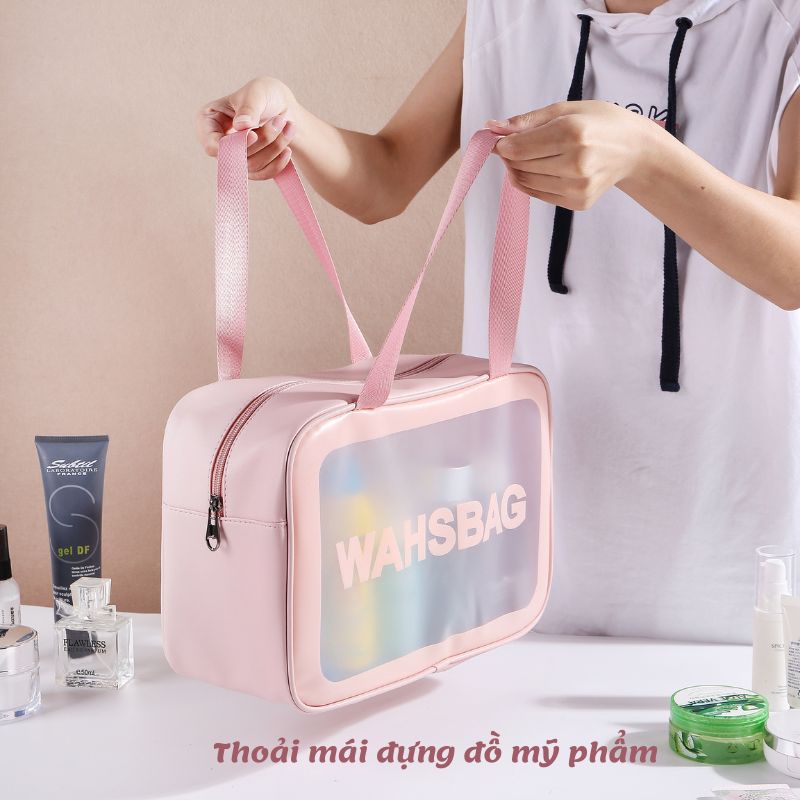 Túi đựng mỹ phẩm đồ du lịch WASHBAG không thấm nước, túi đựng đồ trang điểm trong suốt 3 size tiện lợi
