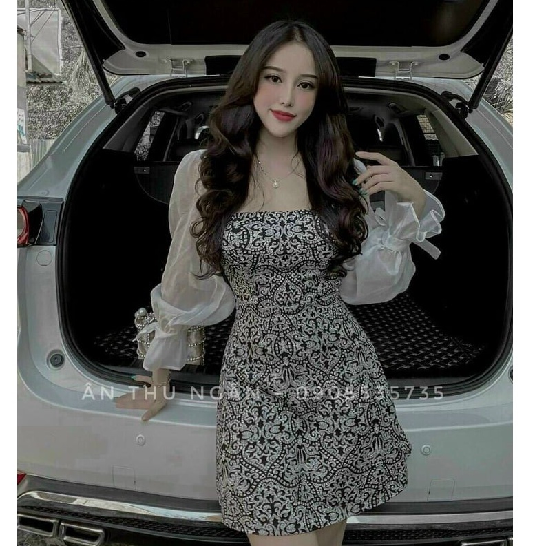 Đầm nữ dự tiệc phối tay voan xinh xắn, sang trọng ( có mút ) thời trang Bella Luu Shop