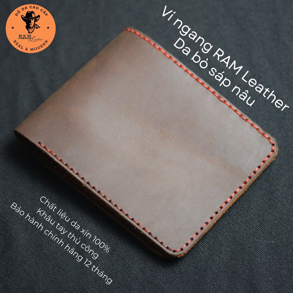 Ví nam Ram Simple da sáp ngựa màu nây đất - RAM Leather