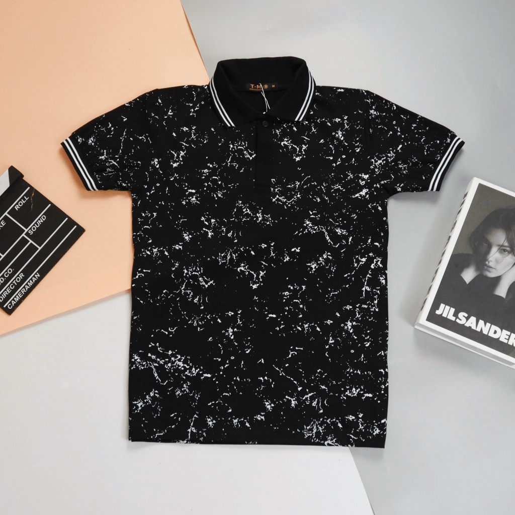 Áo Thun Nam Cổ Trụ Loang Màu Trắng Đen Chất Cotton Mềm Mịn Chuẩn Form Mặc Đẹp Thoáng Mát [NEW UNISEX]