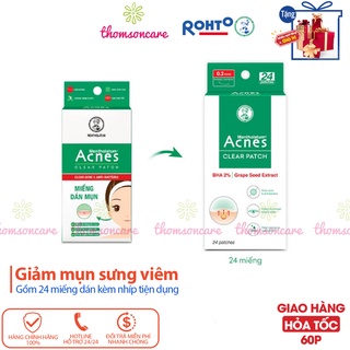 Miếng dán mụn Acnes Clear Patch Hộp 24 miếng, giảm mụn sưng đỏ, mụn bọc, kháng khuẩn, ngừa sẹo