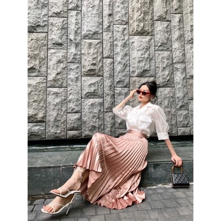 VELLE DESIGN áo sơ mi Kelly chất lụa tơ organza cao cấp không nhăn