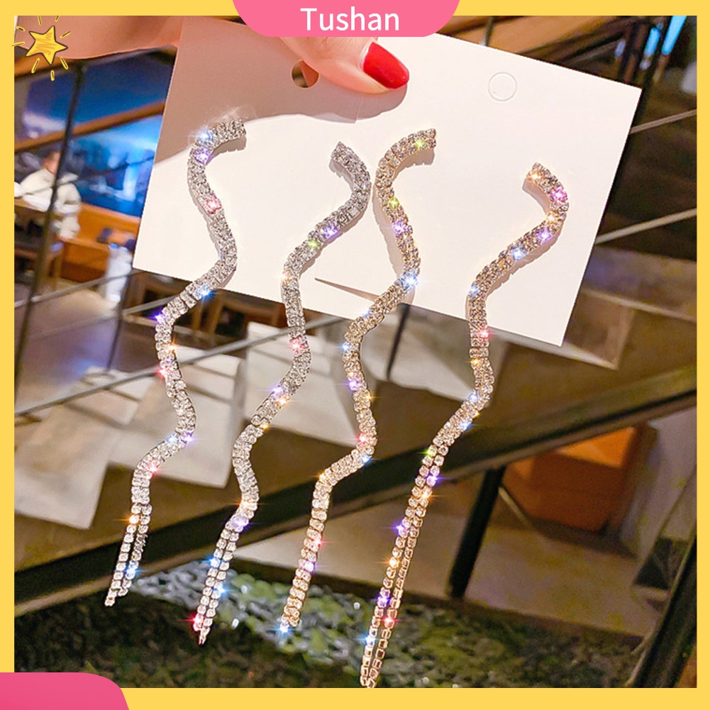 Khuyên tai tua rua dáng dài đính ngọc trai nhân tạo cho nữ TUSH