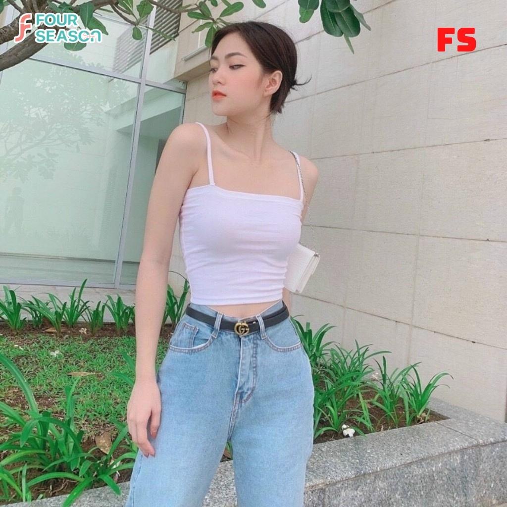 Áo croptop hai dây ACT11 4S áo thun nữ dáng ôm body quyến rủ | BigBuy360 - bigbuy360.vn