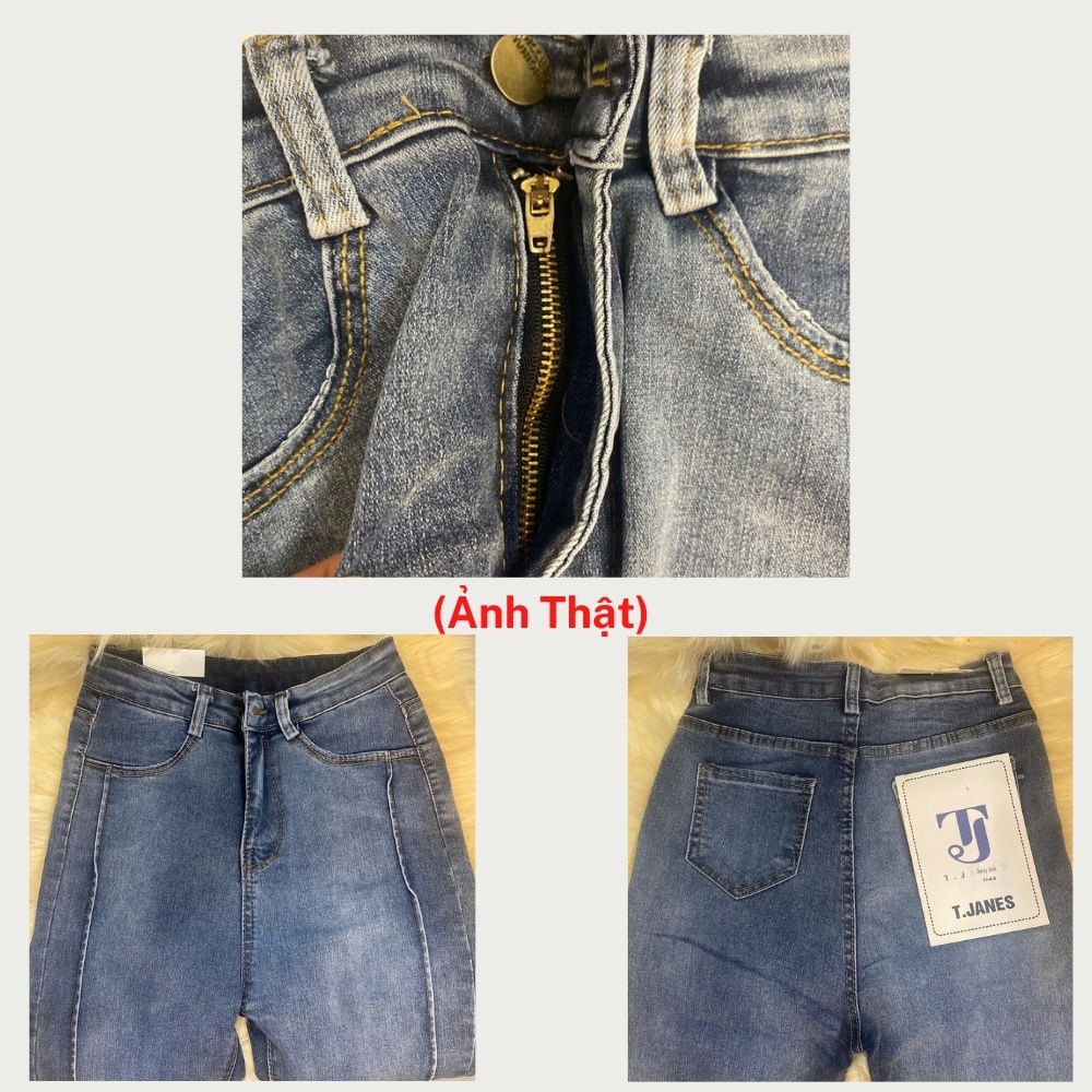 Quần jean cạp cao nữ dáng ôm thiết kế chiết ly dọc 2 bên tạo cảm giác chân dài và thẳng hơn của Hottgirl Secret QJ0002 | BigBuy360 - bigbuy360.vn