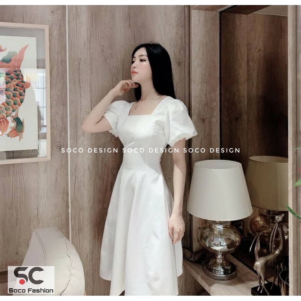 Đầm xòe cổ vuông tay ngắn - Soco design