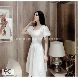 Đầm xòe cổ vuông tay ngắn - Soco design