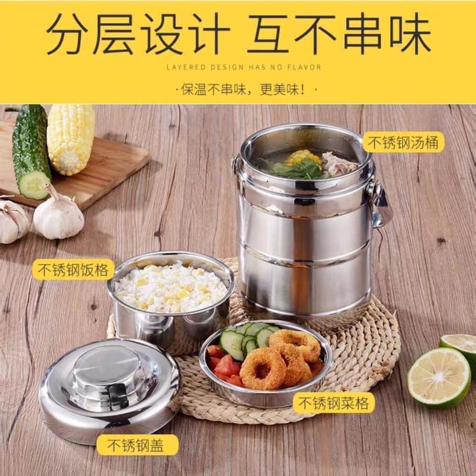 Cạp lồng, hộp cơm inox 3 ngăn siêu xịn - 1,3lít - 1,8lít - 2 LÍT