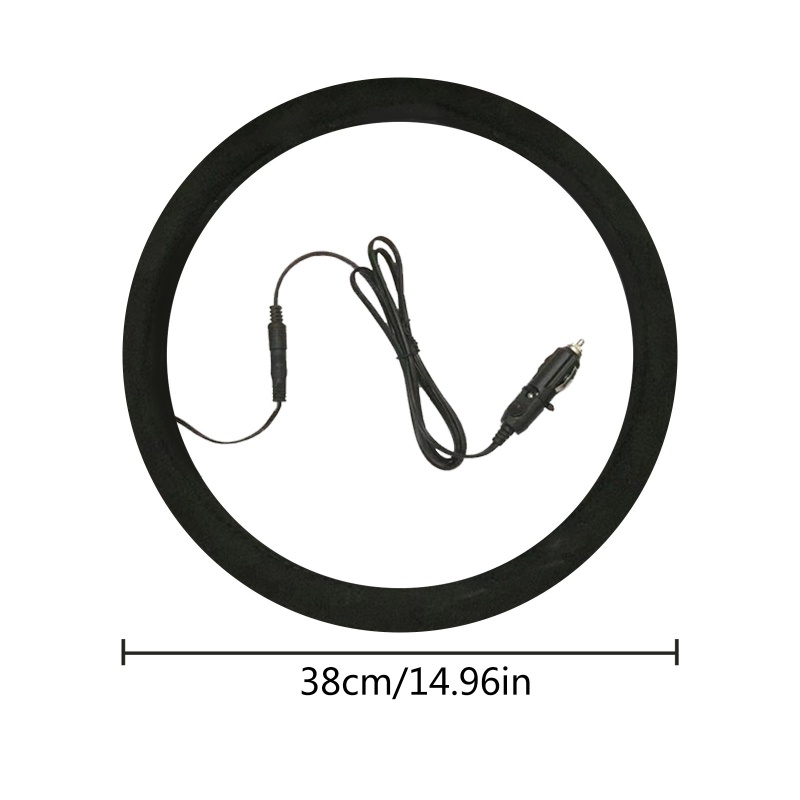 Vỏ Bọc Vô Lăng Xe Hơi 38cm DC 12V Bằng Da Lộn Chống Nắng Giữ Ấm Mùa Đông