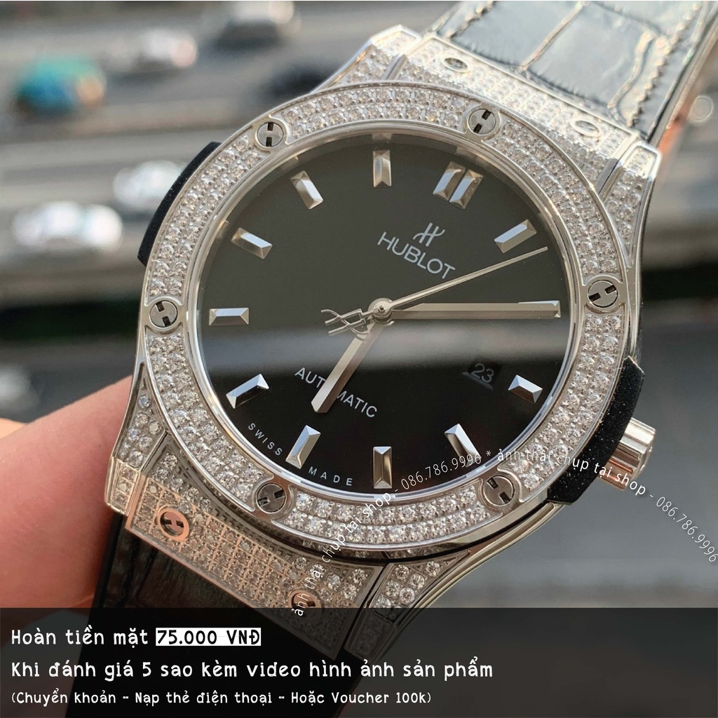 Đồng Hồ Nam HBL Viền Full Đá, Máy Cơ Automatic Nhật, Size 38/42mm, Chống Nước 5ATM [Bảo Hành 18 Tháng - 1 Đổi 1 15 Ngày] | BigBuy360 - bigbuy360.vn