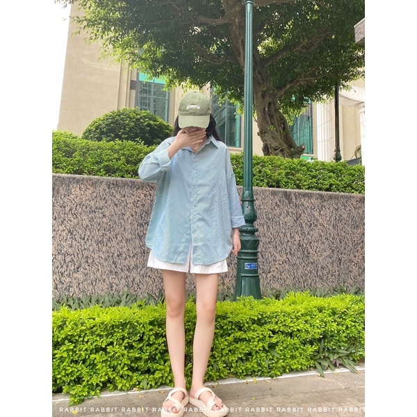 Áo sơ mi kẻ nhỏ xanh dương chất mềm ít nhăn