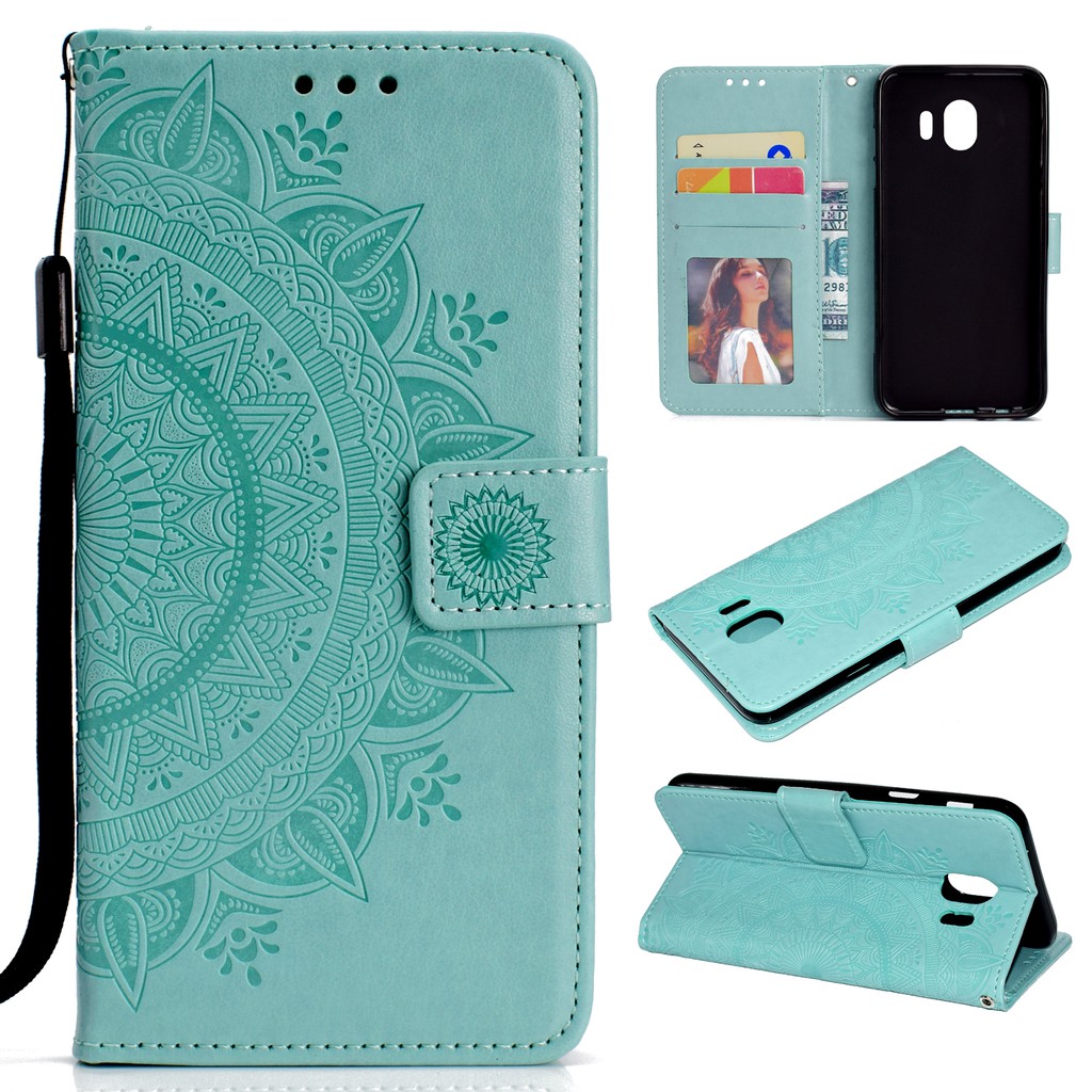 Bao da nắp gập họa tiết dập nổi sang trọng cho Samsung J4 J6 J8 Plus 2018 | BigBuy360 - bigbuy360.vn