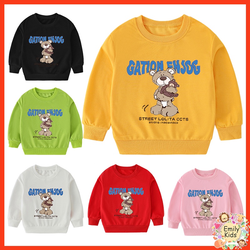 Áo Thun Cotton Dày Tay Dài Thoáng Khí In Họa Tiết Gấu Dễ Thương Thời Trang Mùa Xuân Cho Bé Gái 3-8 Tuổi