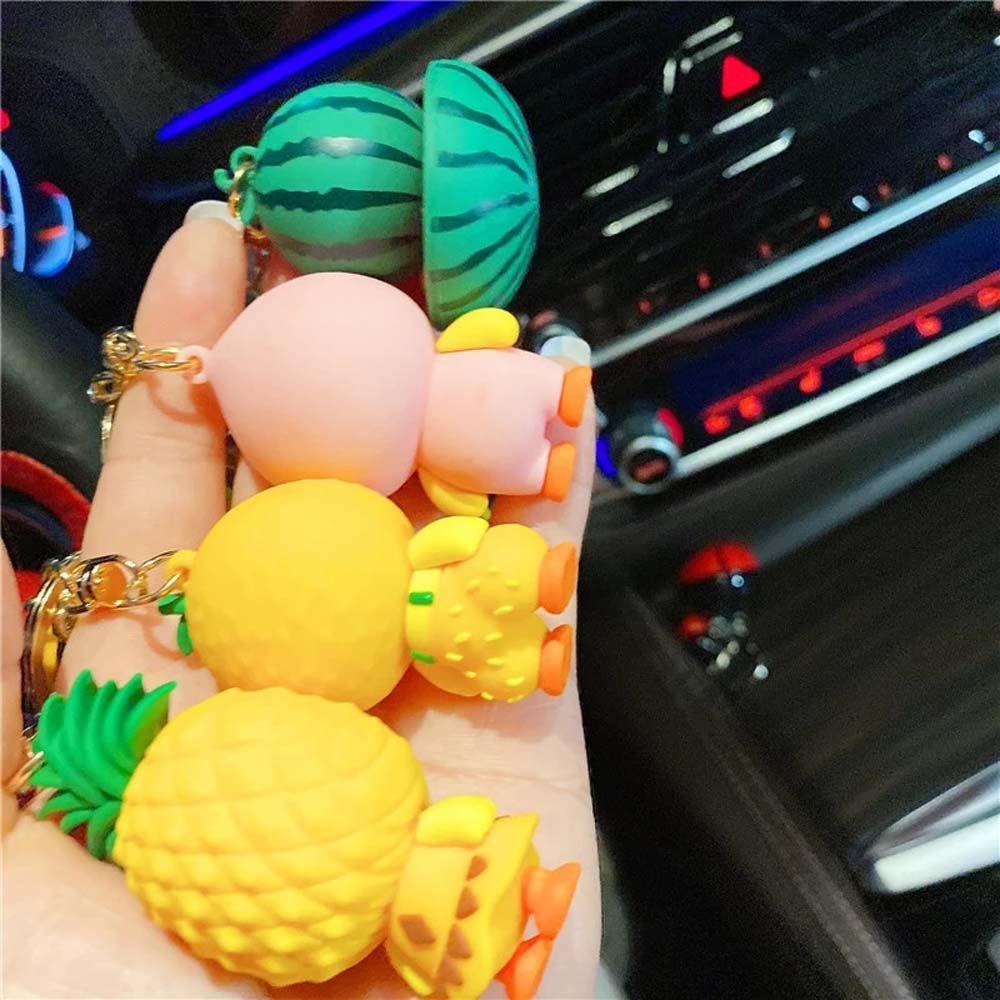 REBUY1 Móc Khóa Hình Vịt Vàng / Trái Cây Hoạt Hình Dễ Thương