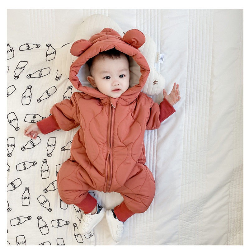 Bộ Áo Liền Quần Vải Cotton Thời Trang Mùa Đông Cho Bé Sơ Sinh