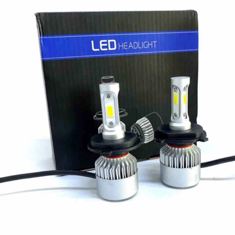 Đèn pha led bi cầu 2 màu chân h4 cho xe máy dùng điện bình 12v