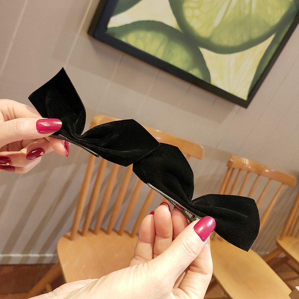 Kẹp tóc nơ bằng nhung nhiều màu đáng yêu thời trang cho nữ