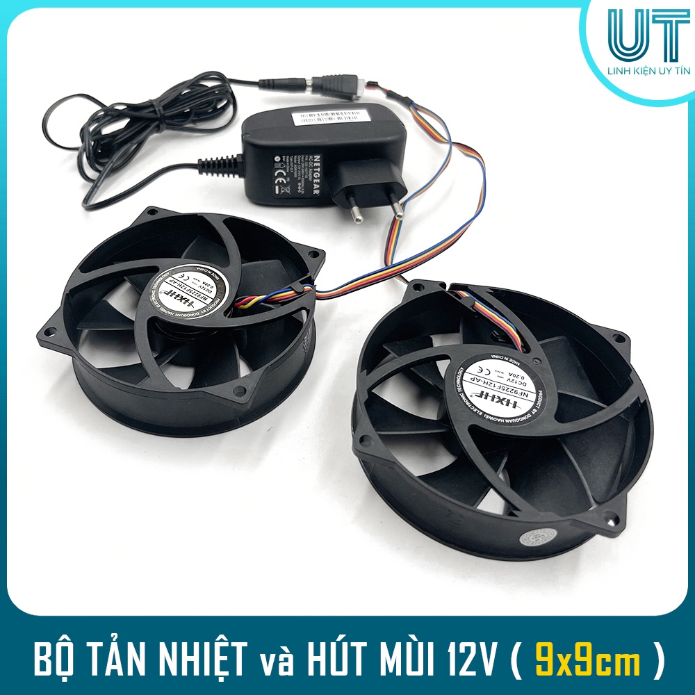 Bộ Combo 2 quạt hút mùi và tản nhiệt 12V 3000 vòng/phút - Tản nhiệt cho máy tính, hút mùi hút khói