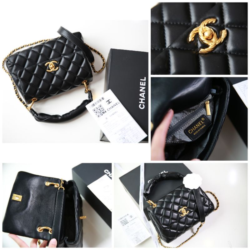 Túi xách nữ C.N Coco sz22cm da thật đen da lì fullbox bill cực đẹp