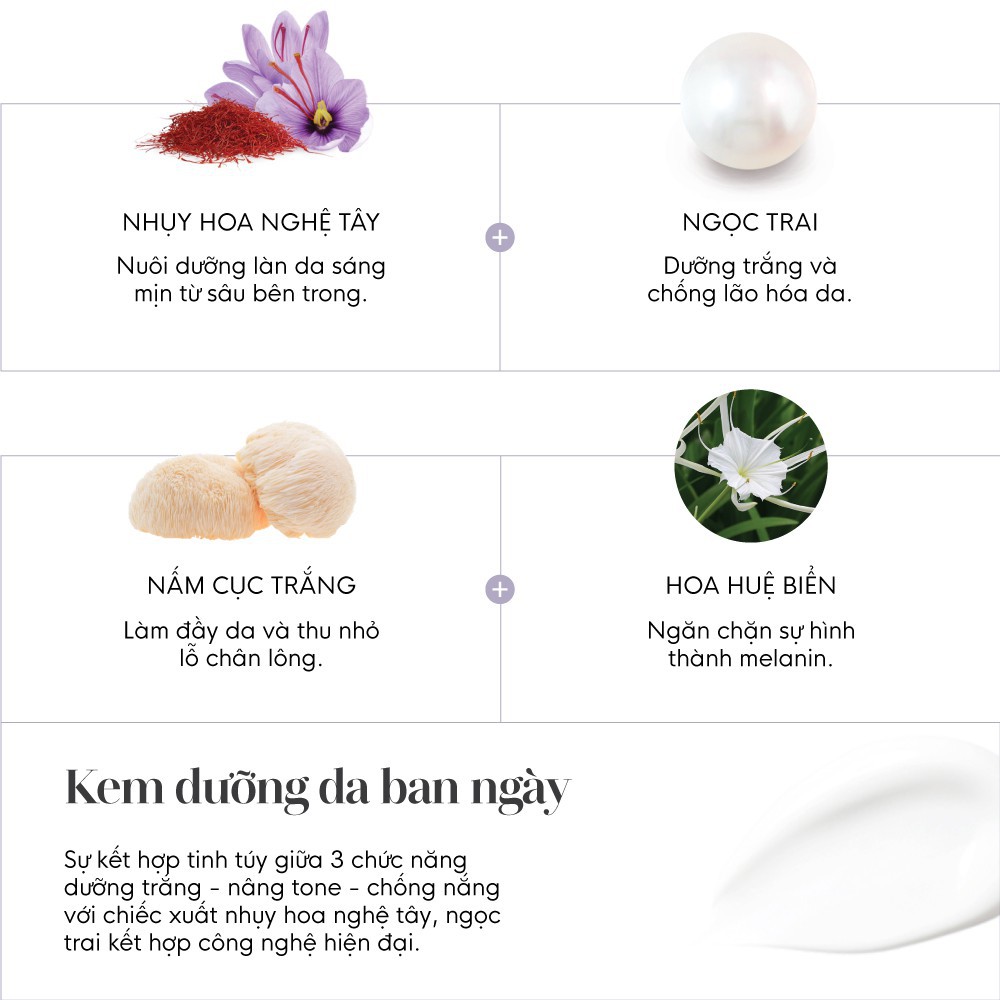 [Tặng 10 gói collagen]Bộ Đôi Dưỡng Trắng Gilaa Saffron Kem dưỡng ban ngày 40ml &amp; Tinh chất nhụy hoa nghệ tây cô đặc 20ml