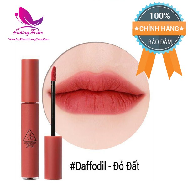 Son Kem Lì 3CE Velvet Lip Tint #Daffodil - Màu Đỏ Đất Số 3 - Chính Hãng Hàn Quốc