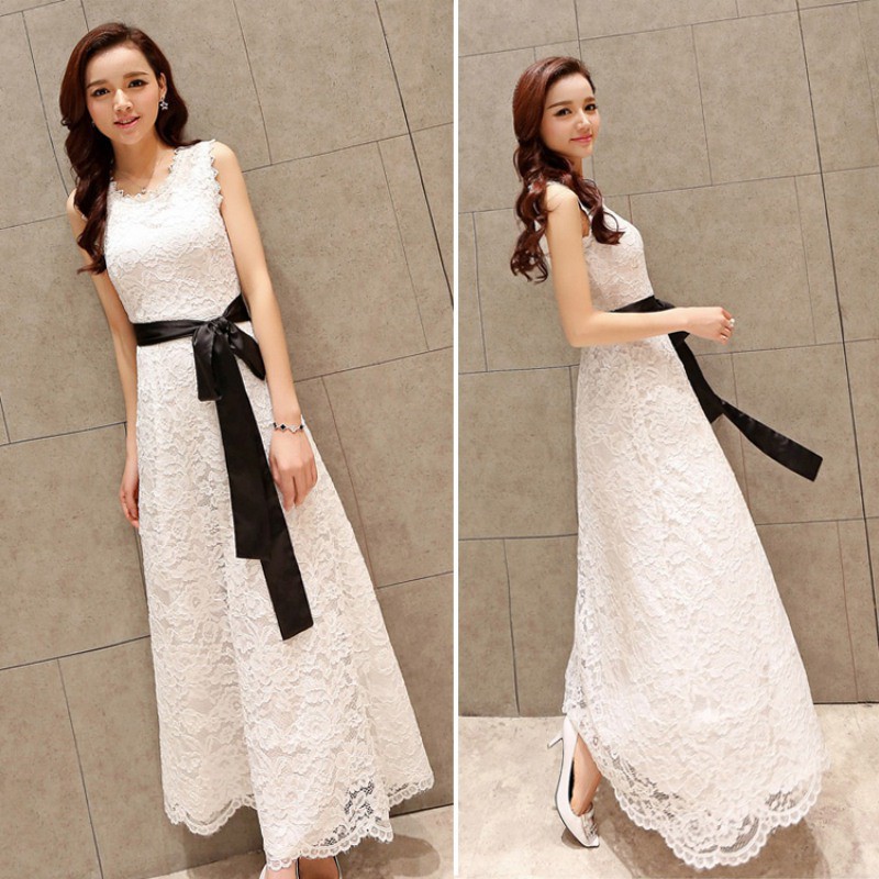 Đầm dài sát nách phối dây thắt lưng phong cách Bohomian | BigBuy360 - bigbuy360.vn