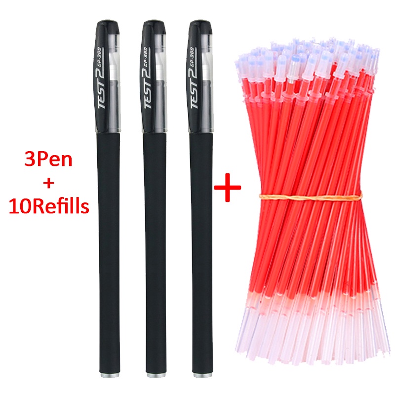Set 3 Bút Bi + 10 Ngòi Bút 0.5mm Màu Đen