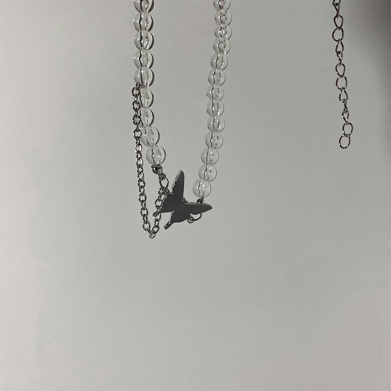 Personalized fashion, wild, transparent beads and butterfly necklace